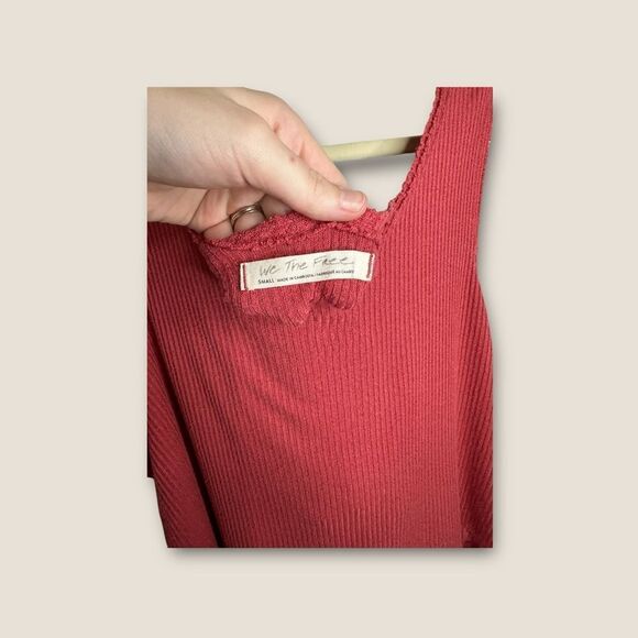 Free People We The Free Ribbed Low Back Tank Red Size Small Oversized - Picture 4 of 5